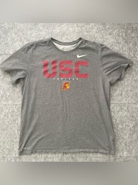 Nike Dri-Fit USC Trojans T-Shirt Mens 2XL Football Lightweight Gray Short Sleeve